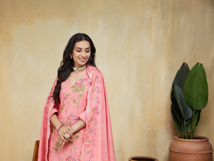 Apricot Unstitched Suit Set