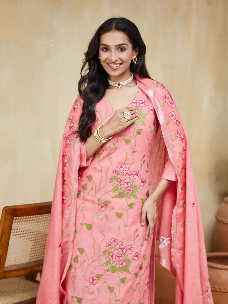 Apricot Unstitched Suit Set