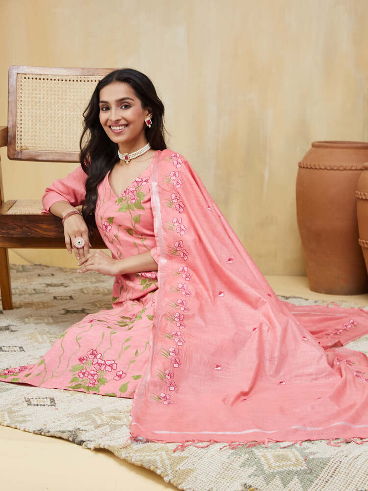 Apricot Unstitched Suit Set