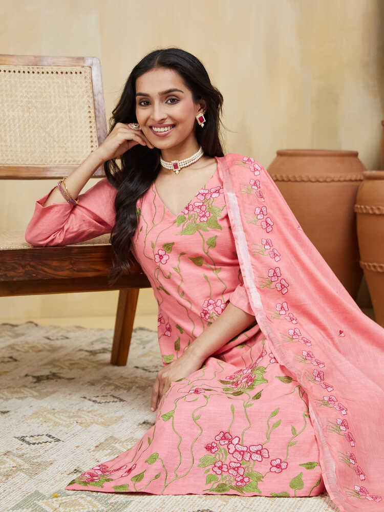 Apricot Unstitched Suit Set