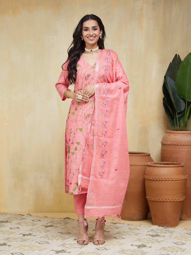 Apricot Unstitched Suit Set