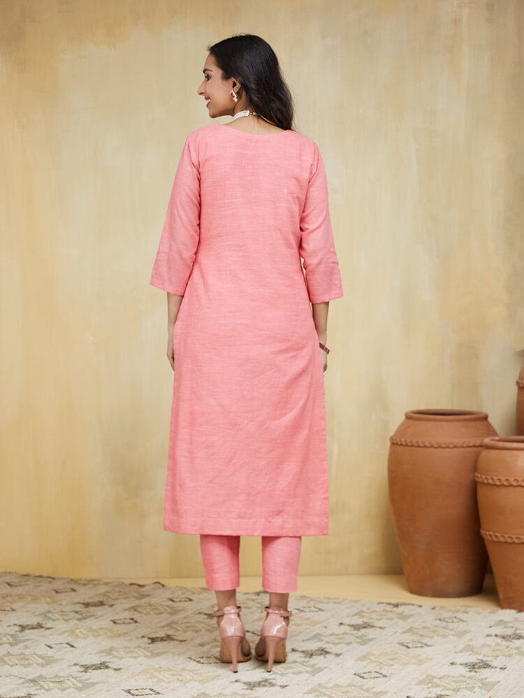 Apricot Unstitched Suit Set