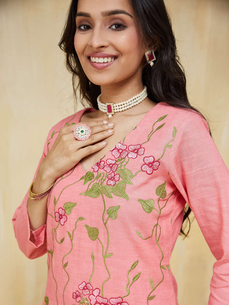 Apricot Unstitched Suit Set