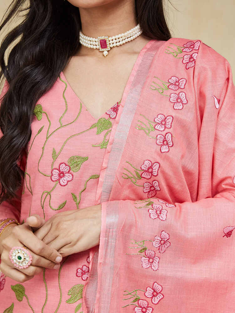 Apricot Unstitched Suit Set