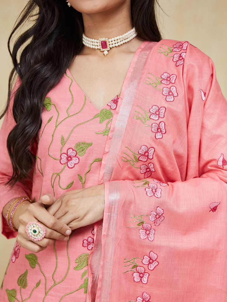 Apricot Unstitched Suit Set