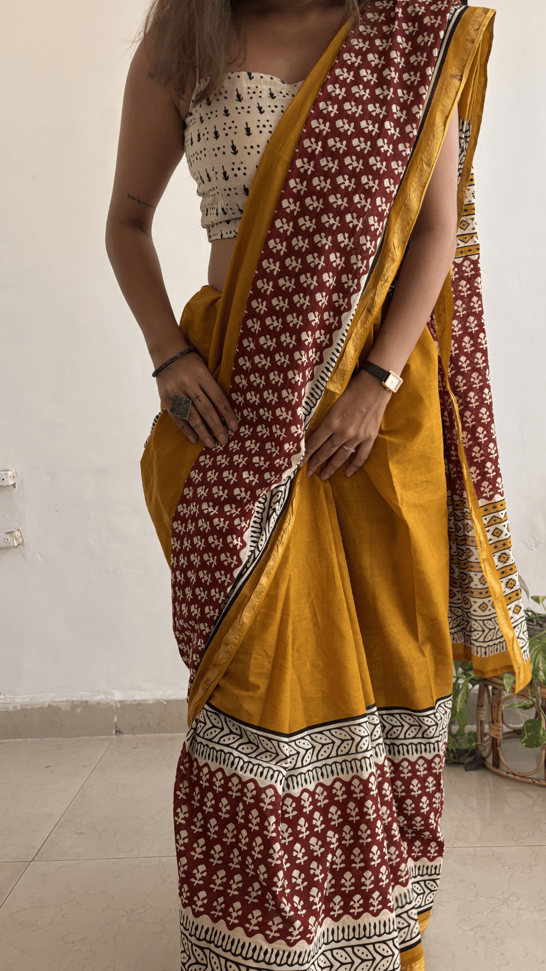 Ginni Cotton Zari Saree