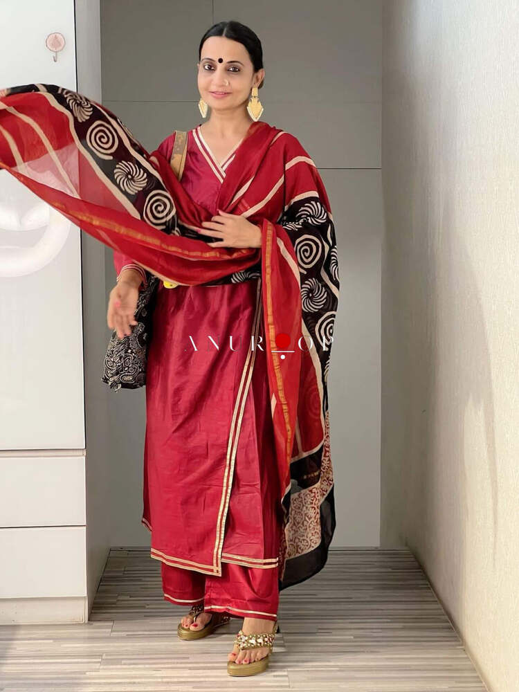 Pure Chanderi Silk Dupatta (Any Design will be sent)