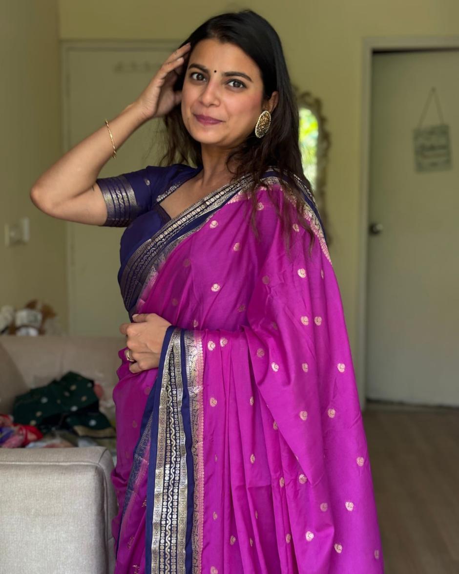 Mulberry Banarsi Crepe Saree