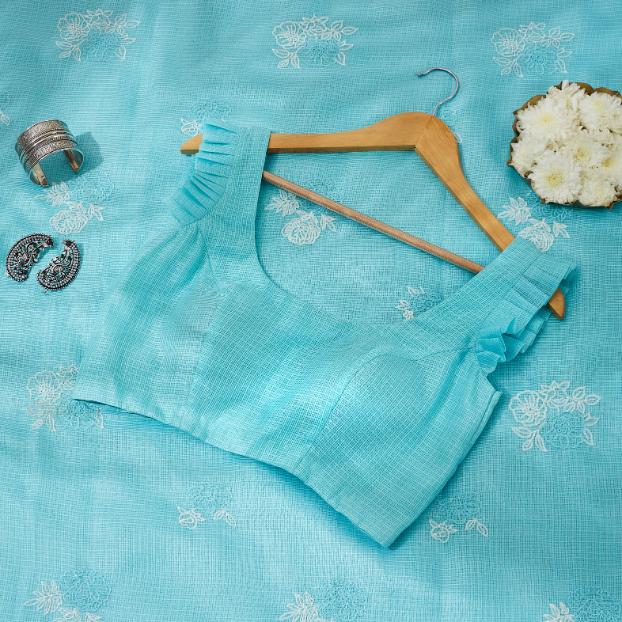 Sky Blue Kota Doriya Saree