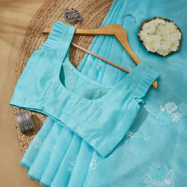 Sky Blue Kota Doriya Saree