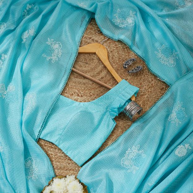 Sky Blue Kota Doriya Saree