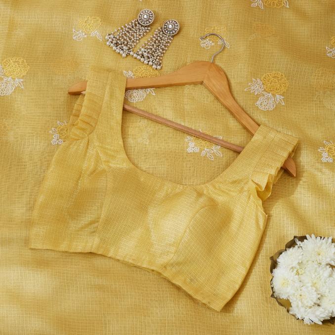 Butter Yellow Kota Saree