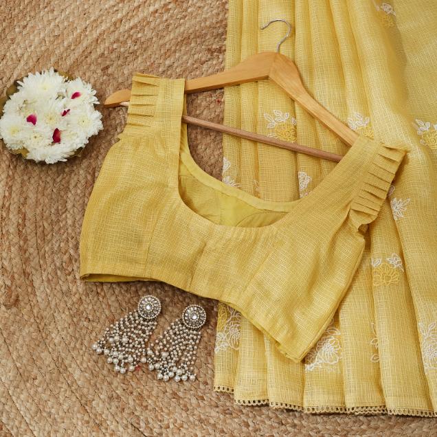 Butter Yellow Kota Saree