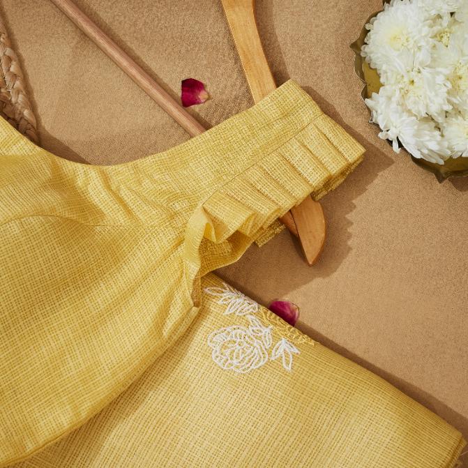 Butter Yellow Kota Saree