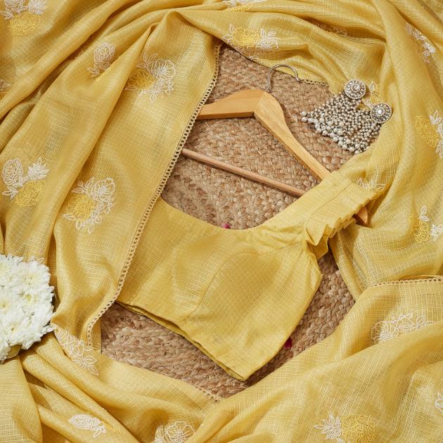 Butter Yellow Kota Saree