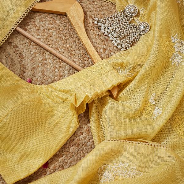 Butter Yellow Kota Saree