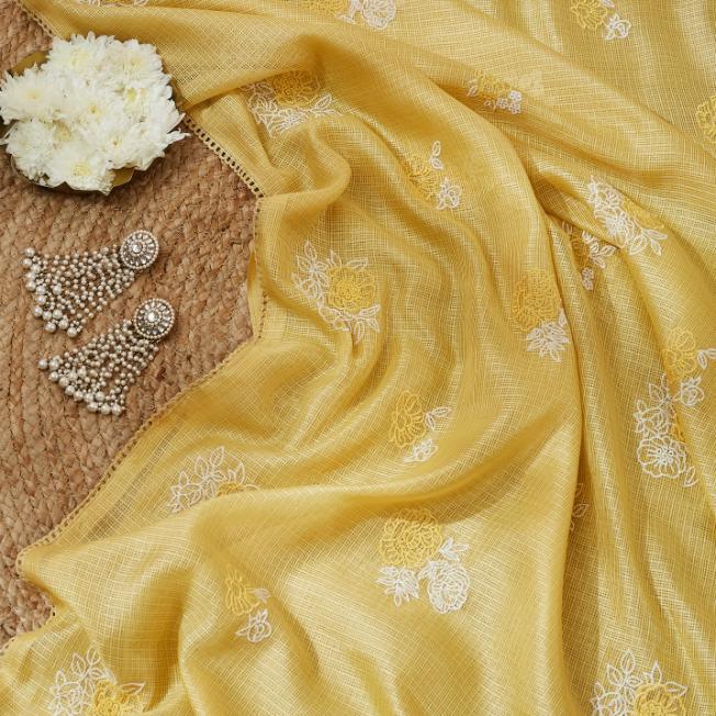 Butter Yellow Kota Saree