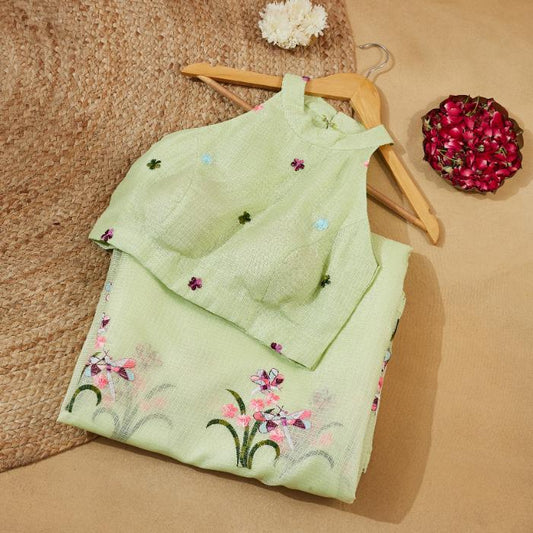 Pista Vibe Kota Saree