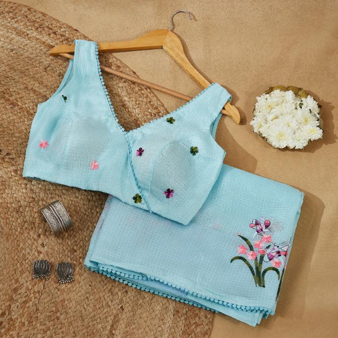 Pretty Blue Kota Saree