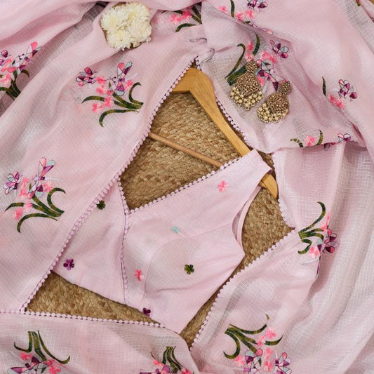 Bubble Pink Kota Saree