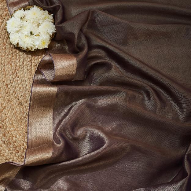 Charcoal Grey Tissue Saree