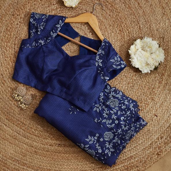 Clora Blue Cutwork Saree
