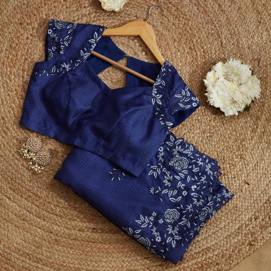 Clora Blue Cutwork Saree
