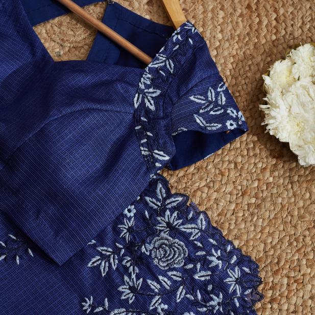Clora Blue Cutwork Saree