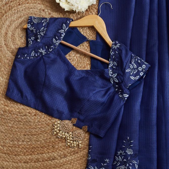 Clora Blue Cutwork Saree