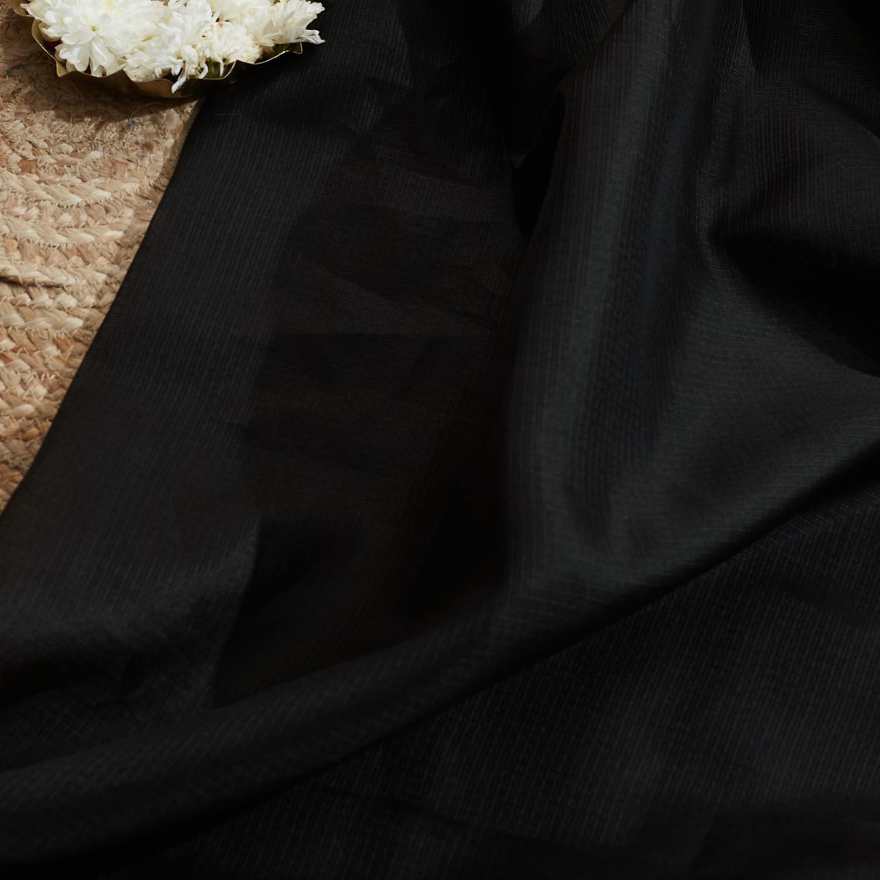 Black Flower Kota Saree