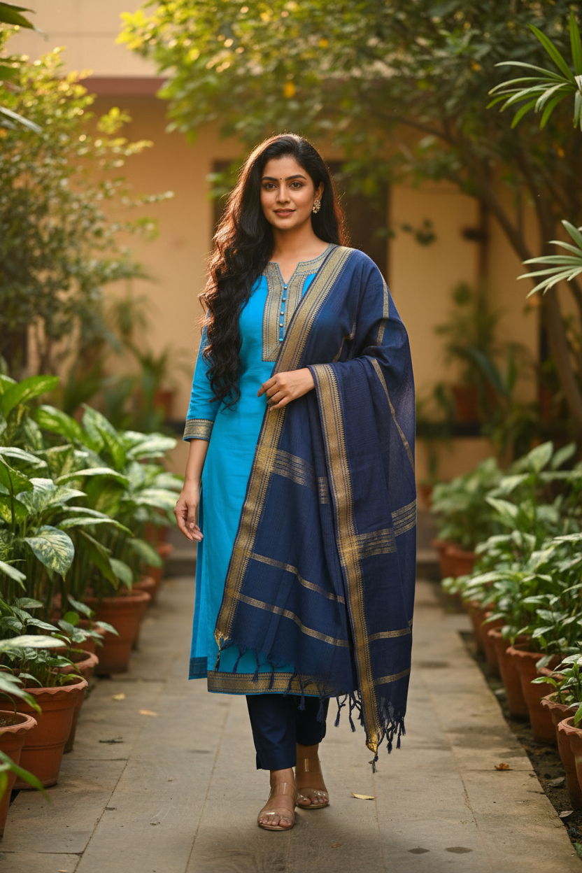 Ruhi Mangalgiri Cotton Unstitched Suit Set