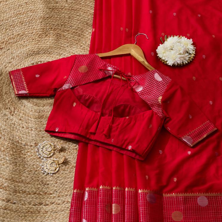 Rose Berry Banarsi Crepe Saree