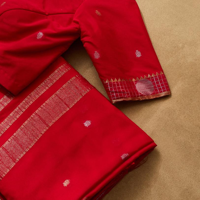 Rose Berry Banarsi Crepe Saree