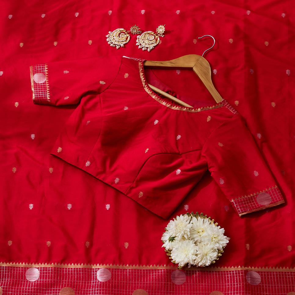 Rose Berry Banarsi Crepe Saree