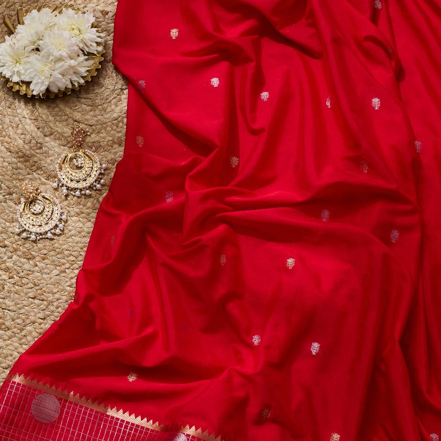 Rose Berry Banarsi Crepe Saree
