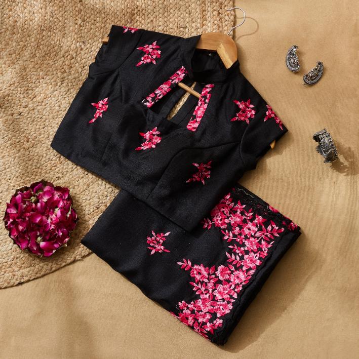 DreamyPink Embroidered Saree