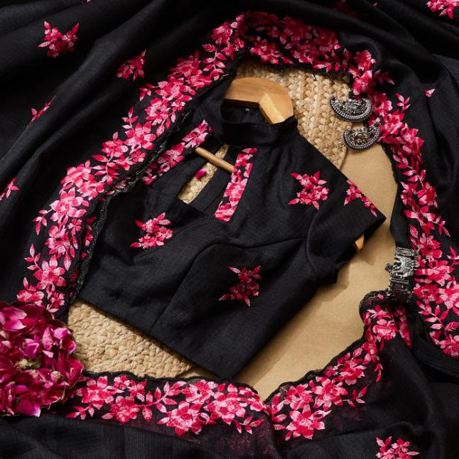 DreamyPink Embroidered Saree