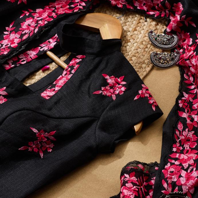 DreamyPink Embroidered Saree