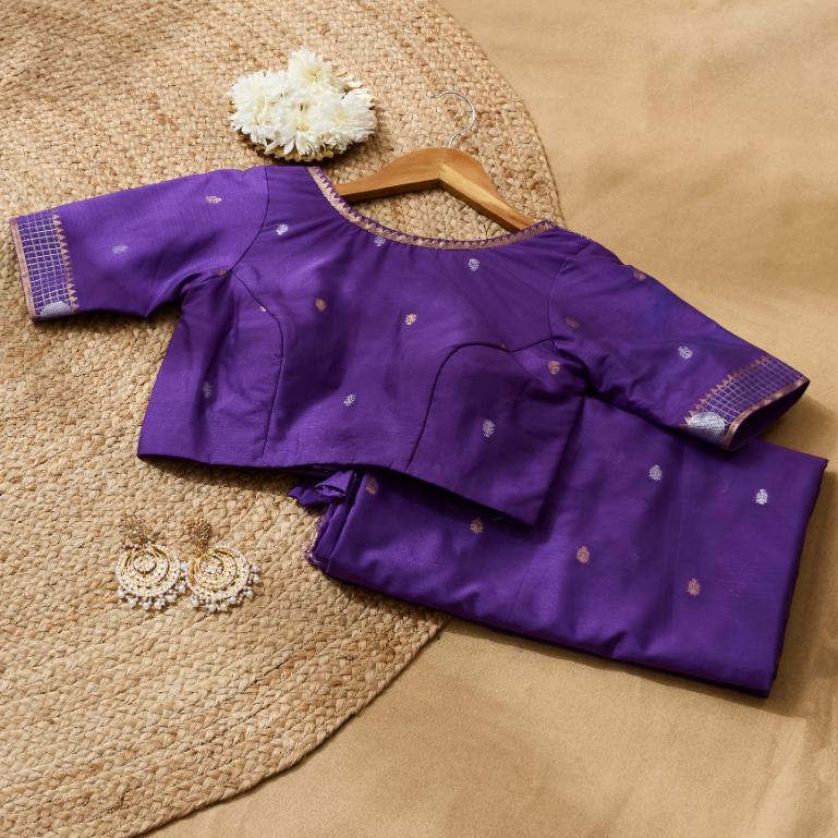 Purple Berry Banarsi Crepe Saree