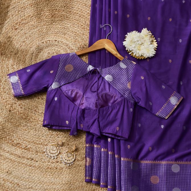 Purple Berry Banarsi Crepe Saree