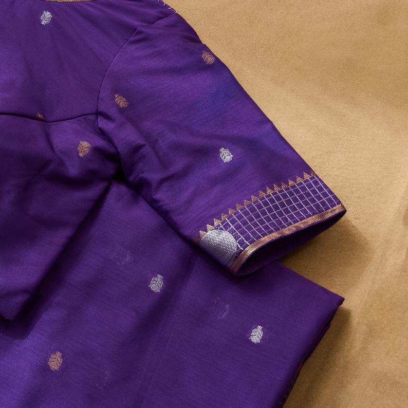 Purple Berry Banarsi Crepe Saree