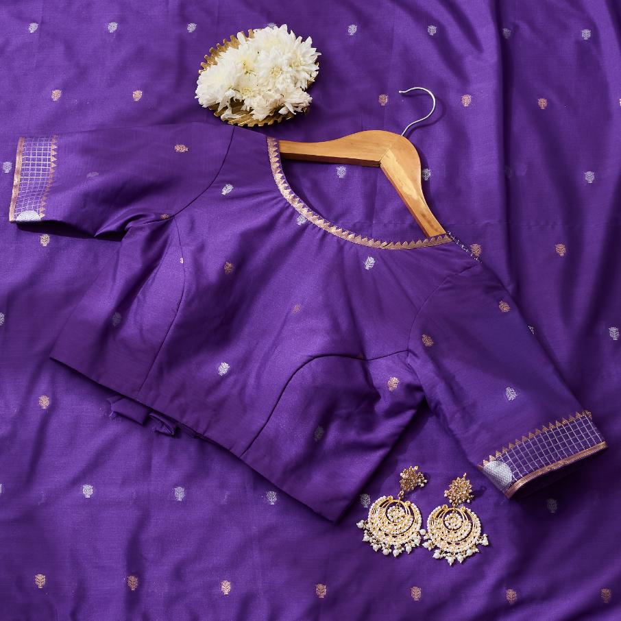 Purple Berry Banarsi Crepe Saree