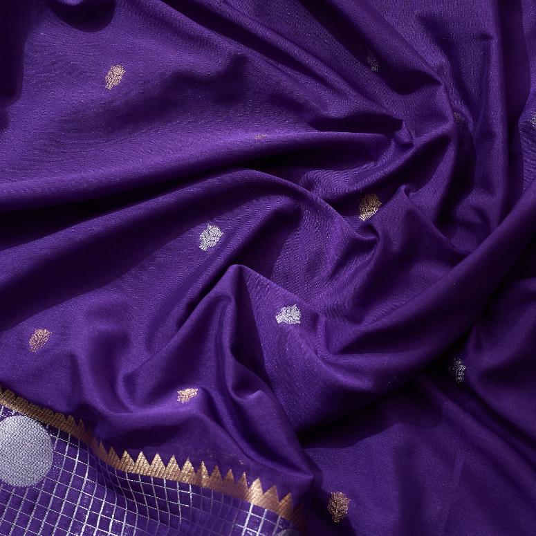 Purple Berry Banarsi Crepe Saree