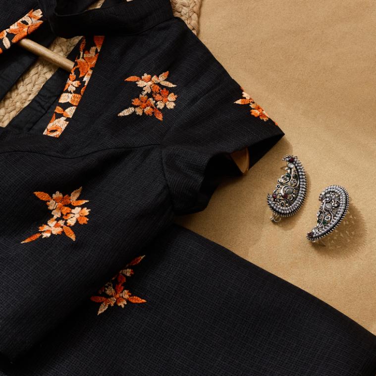 SafronLove Embroidered Saree