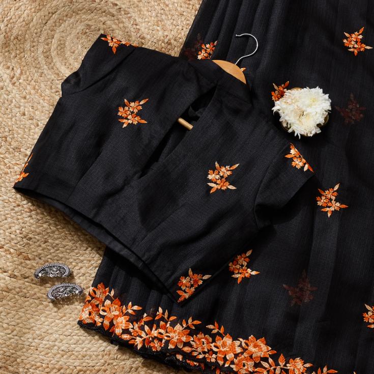 SafronLove Embroidered Saree