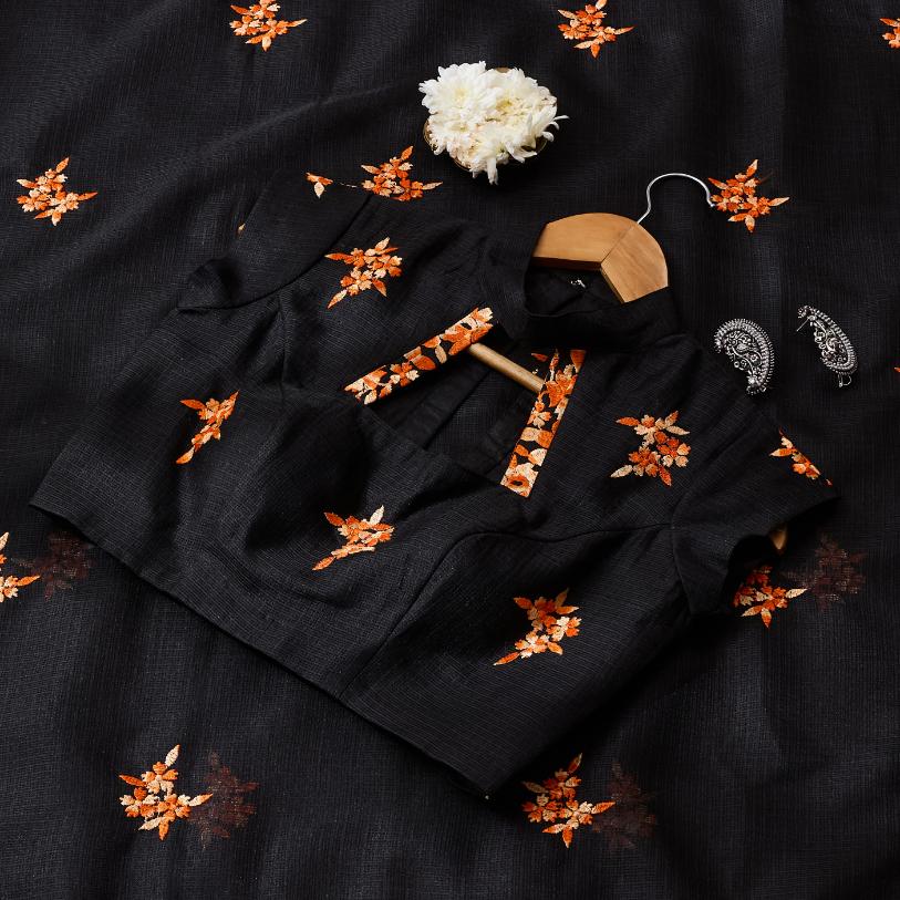 SafronLove Embroidered Saree