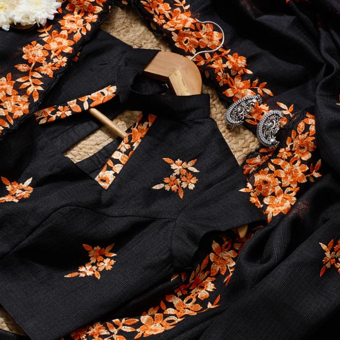 SafronLove Embroidered Saree
