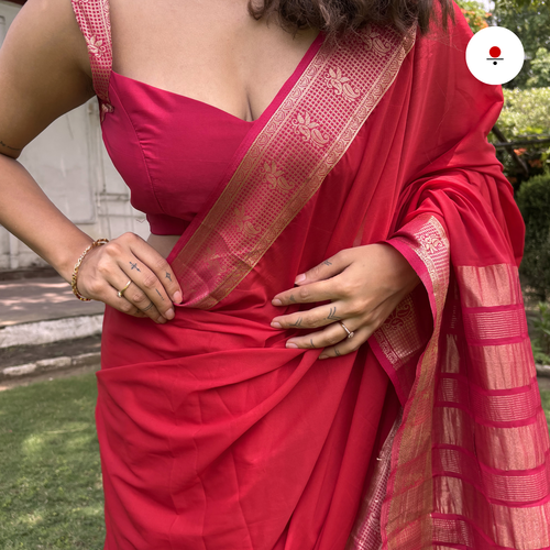 Candy Pop Banarsi Crepe Saree