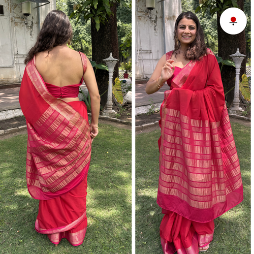 Candy Pop Banarsi Crepe Saree