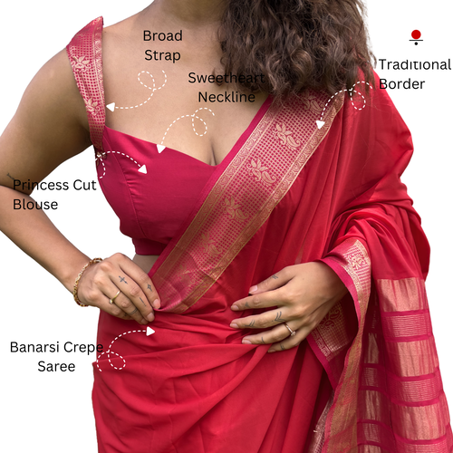 Candy Pop Banarsi Crepe Saree